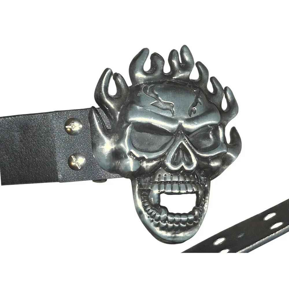 Skull Belt Buckle W/ Double Grommet Belt 41